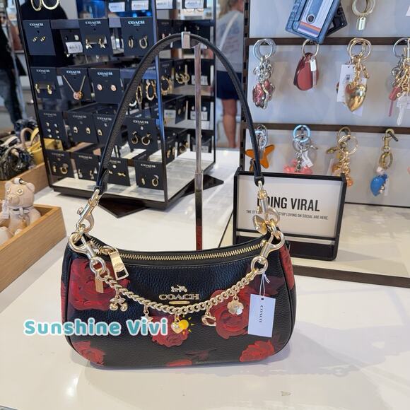 NWT COACH Bundle Swagger Chain Charms Gold CAX00 & CCE28 Teri with Floral - Picture 1 of 12